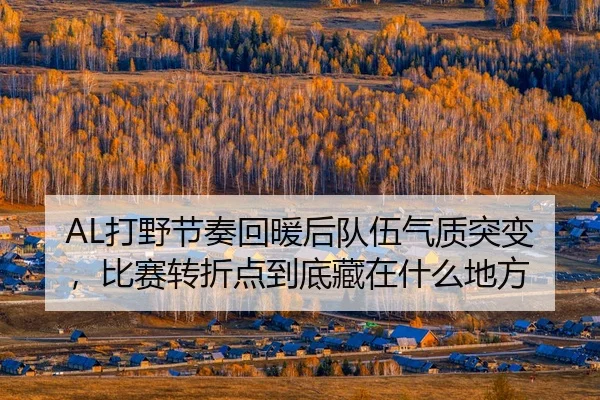 AL打野节奏回暖后队伍气质突变，比赛转折点到底藏在什么地方